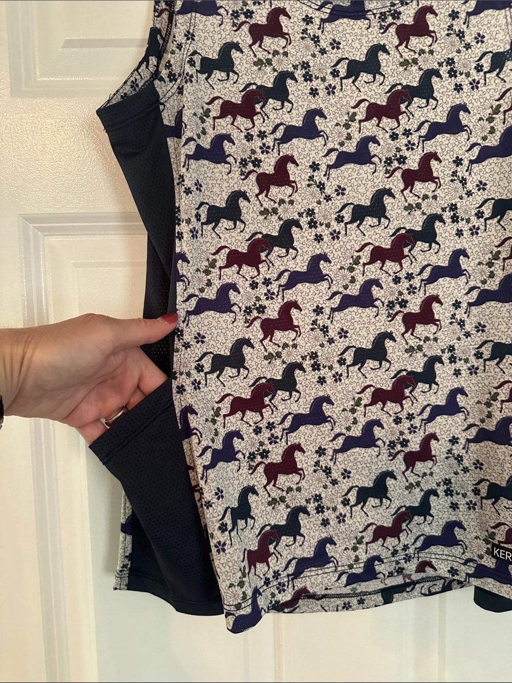 Kerrits Equestrian Print Performance Tank in Navy, Burgundy & Cream - Picture 4 of 5